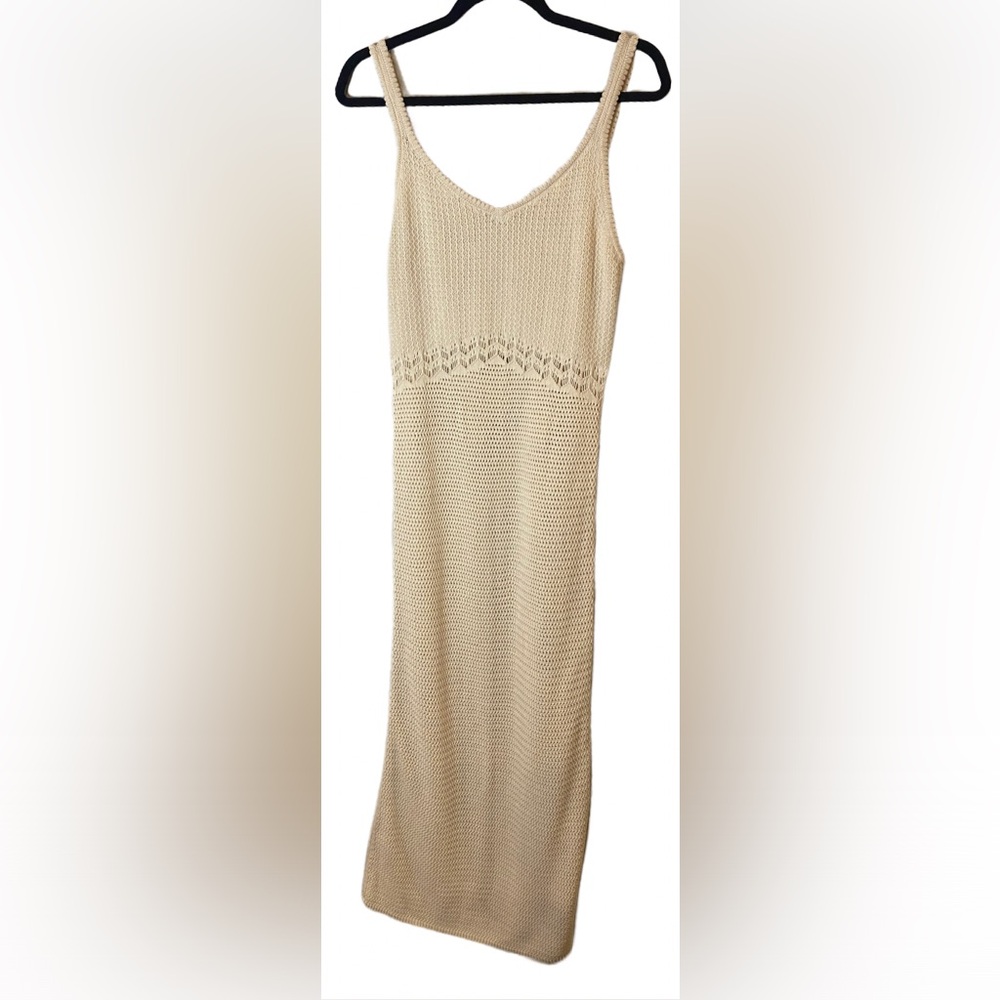 Old Navy Open Knit Crochet Maxi Midi Dress Bohemian Fishermancore Medium Tall